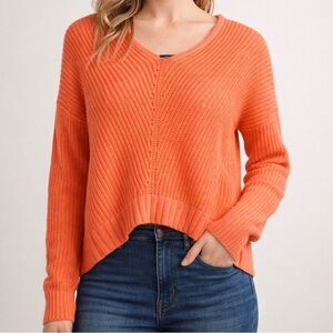 Freshman 1996 Coral Cropped V-Neck Knit Sweater Size Large